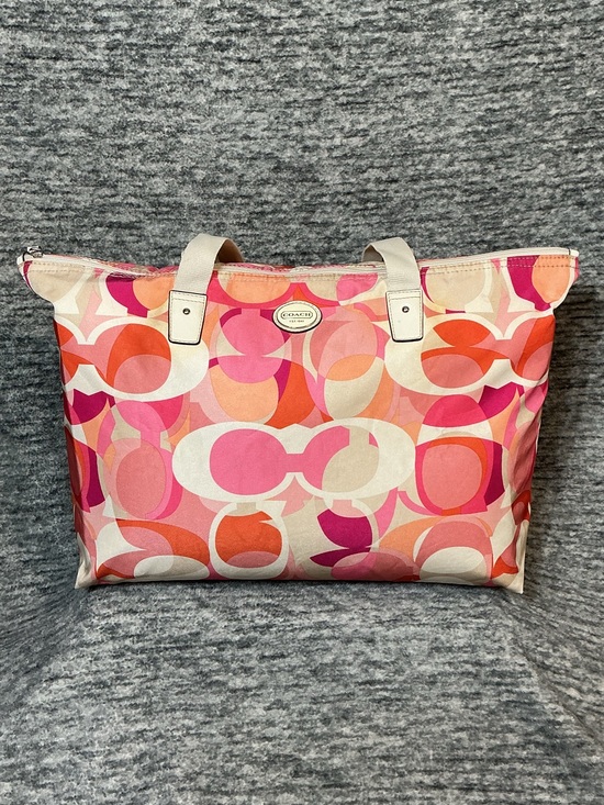 Coach Handbags - Handbag-Coach Tote Bag Poppy Daisy Kaleidoscope Signature Y2K Print Pink/Orange